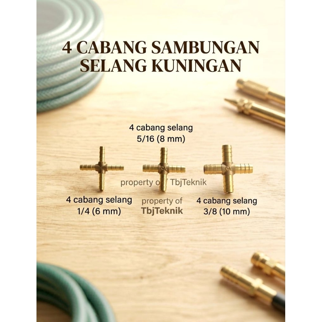 cabang 4 sambungan selang kuningan