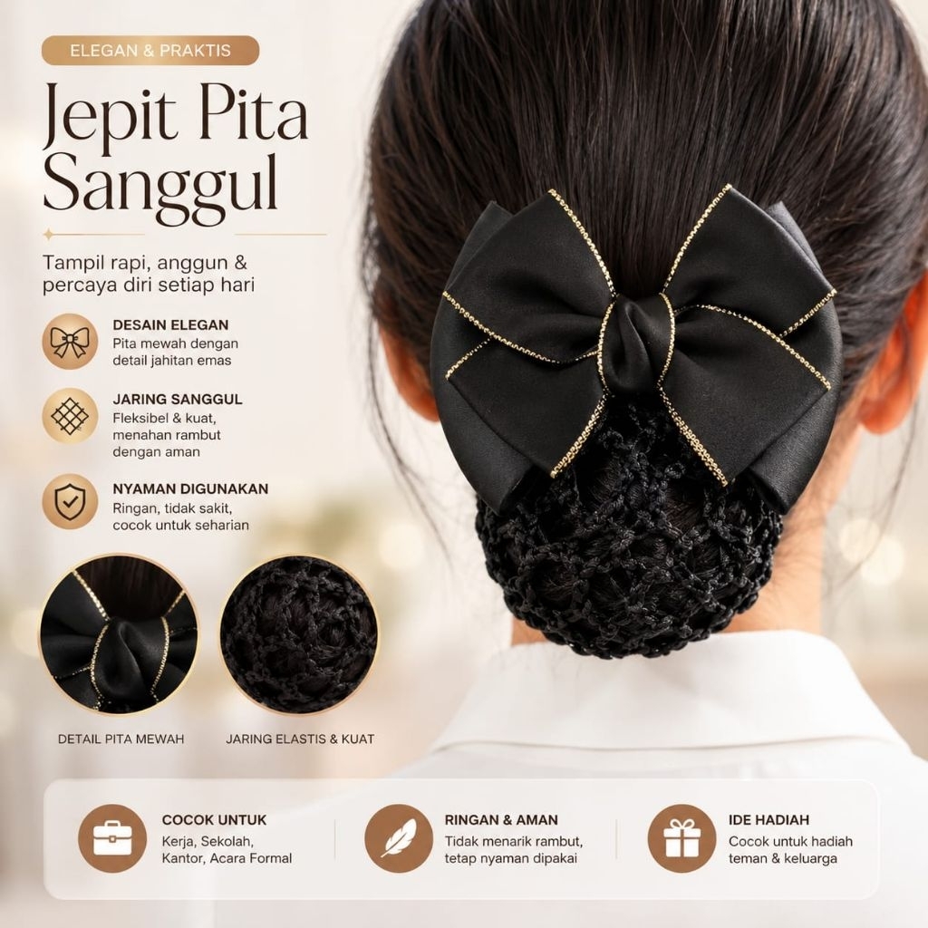 Jepit Rambut Hairnet Pita/Cepol Hairnet Rambut