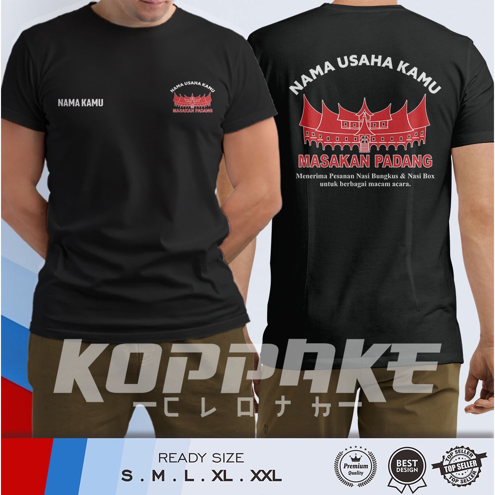 Kaos Rumah Makan RM Padang Masakan Padang Gratis Nama Usaha dan Nama Kamu v3 Baju Distro