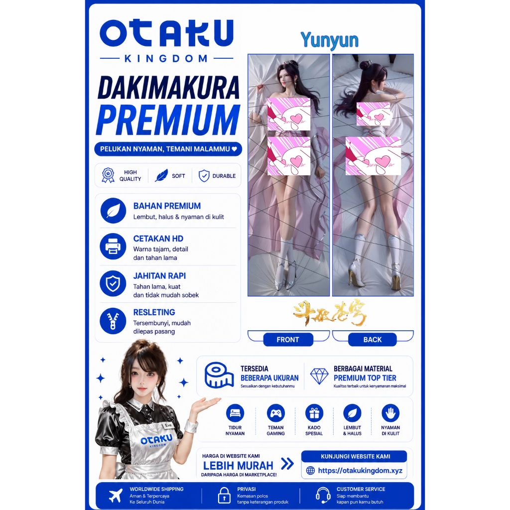 Sarung Bantal Dakimakura 3D Art Pillow Cover Only Yunyun - Battle Through The Heavens By Otaku Kingd