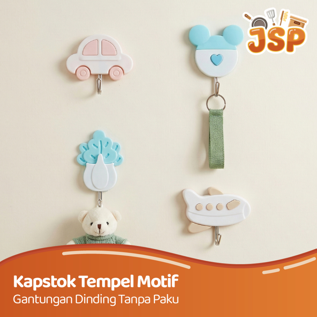 JSP - Kapstok Tempel Karakter Motif Karakter - Gantungan Dinding Tanpa Paku