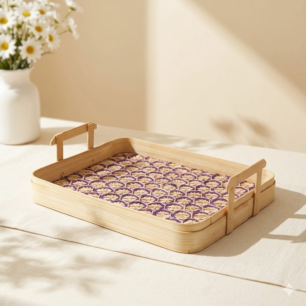 Nampan Bambu Persegi Tray Saji Bambu Aesthetic Minimalis / Nampan Estetik / Tatakan Gelas Estetik / 