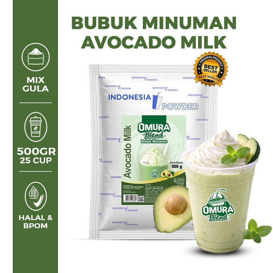 OMURA Bubuk Minuman Premium Rasa Alpukat / Avocado Milk 500 Gram Halal & BPOM Blend Powder Drink