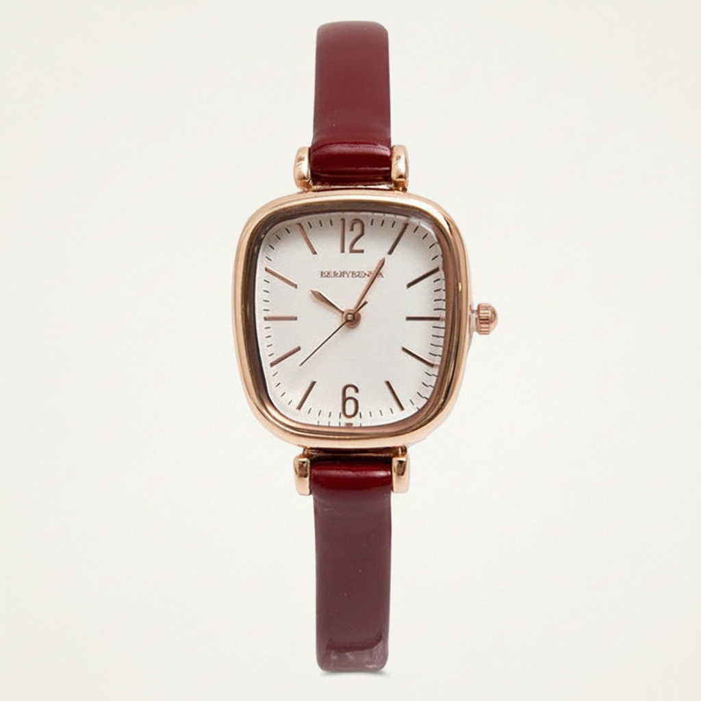 Berrybenka Sofia Ulisha Square Jam Tangan Classic Vintage Wanita Elegan Premium Strap Bahan Kulit Mi