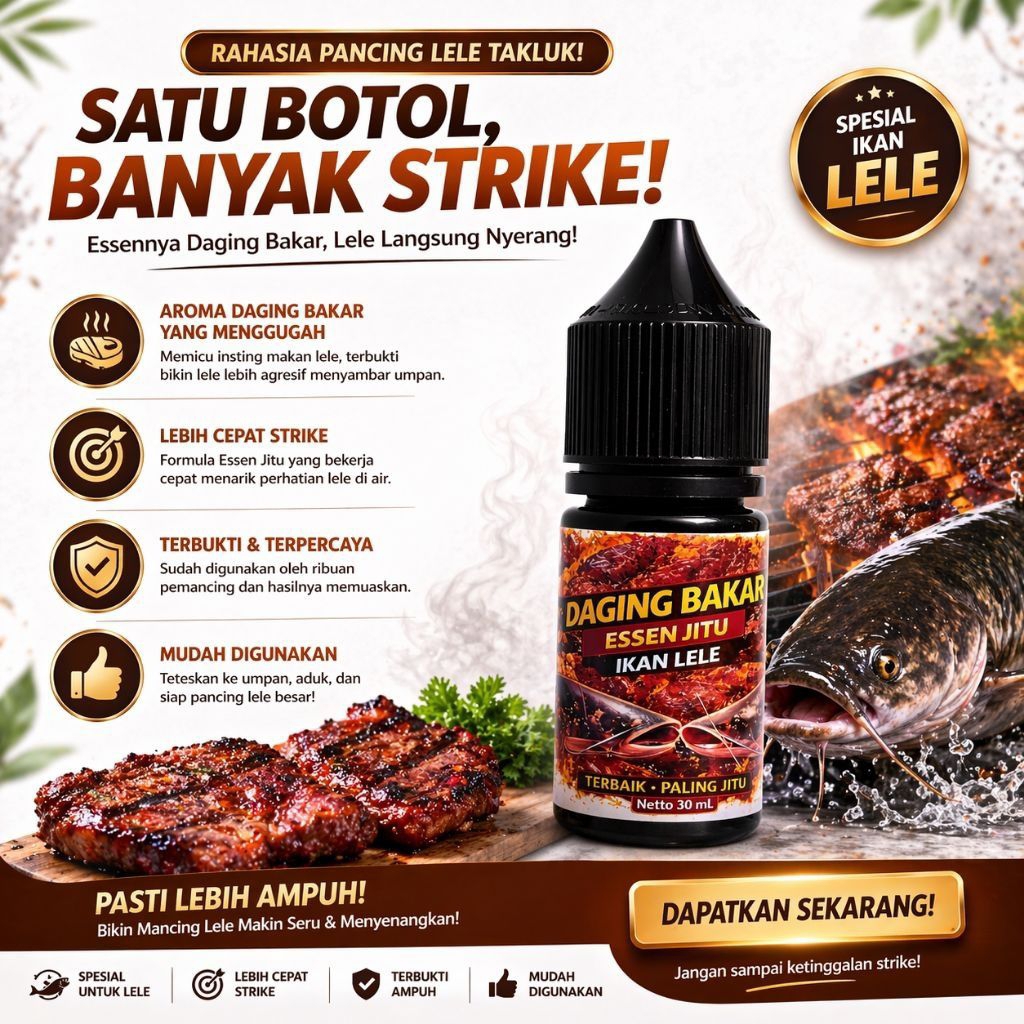 ESSSEN DAGING BAKAR IKAN LELE Premium | Essen jitu umpan lele Galatama khusus untuk ikan lele.