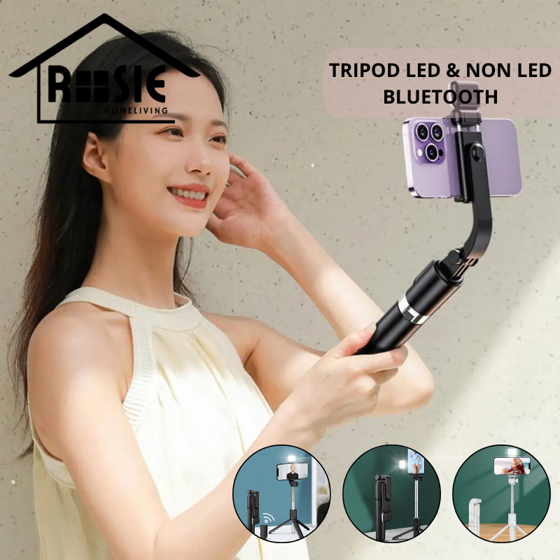 ROSIE Tripod Led & Non Led Selfie Stick Tongsis Bluetooth Tongkat Selfie Bluetooth Plus Remot Selfie