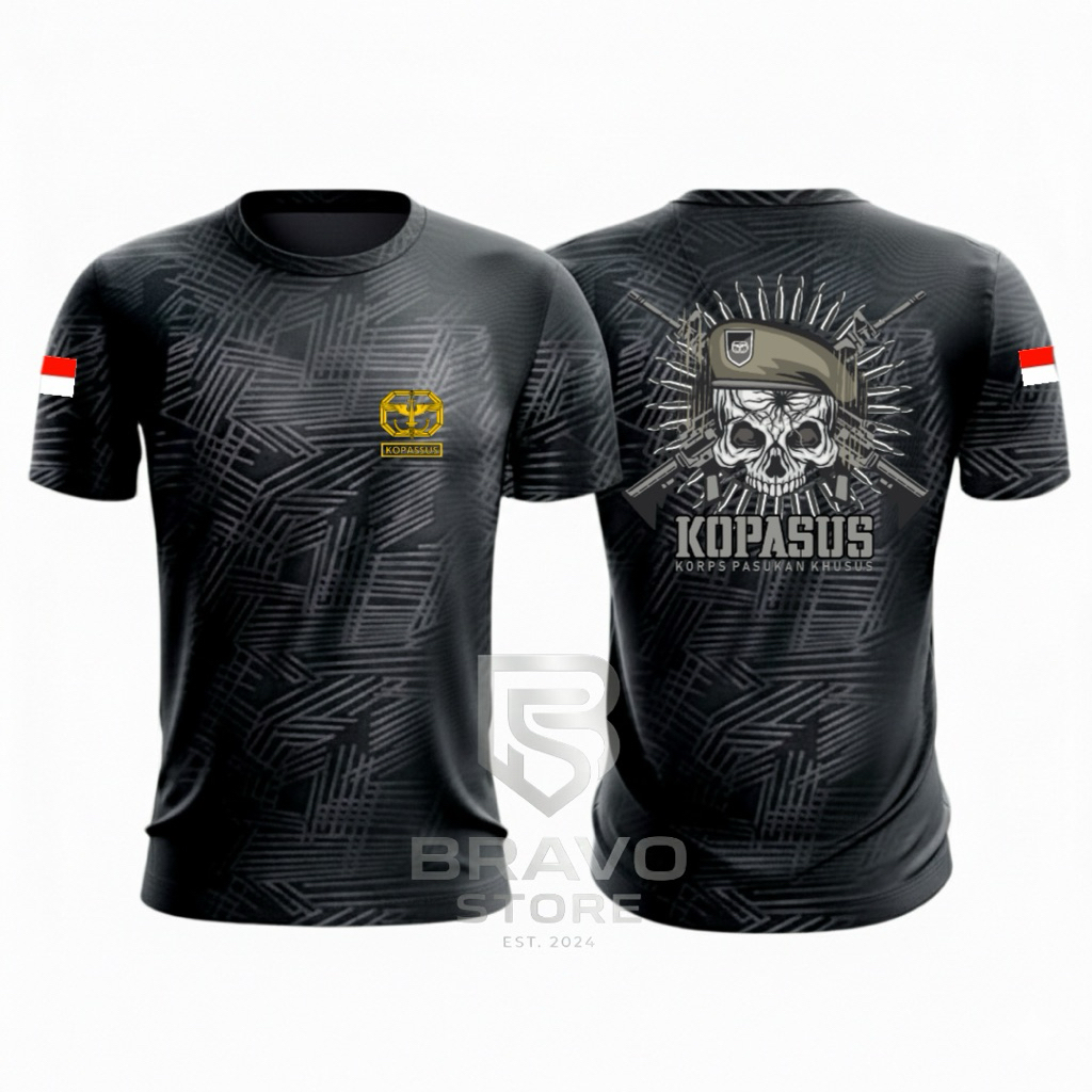 kaos kopassus / kaos jersey kopassus Bahan Dryfit embos / baju kaos kopassus / kaos olahraga kopassu