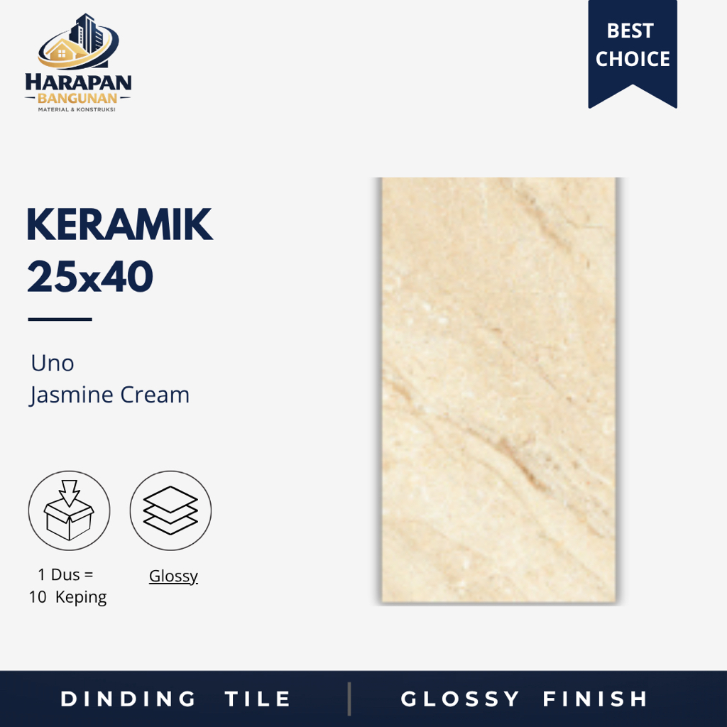 Keramik Dinding 25x40 Uno Jasmine Cream Krem