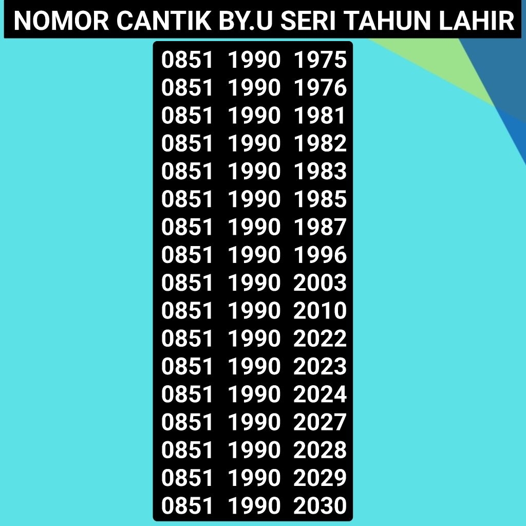 Kartu perdana nomor cantik by.u Telkomsel By.u Seri tahun lahir