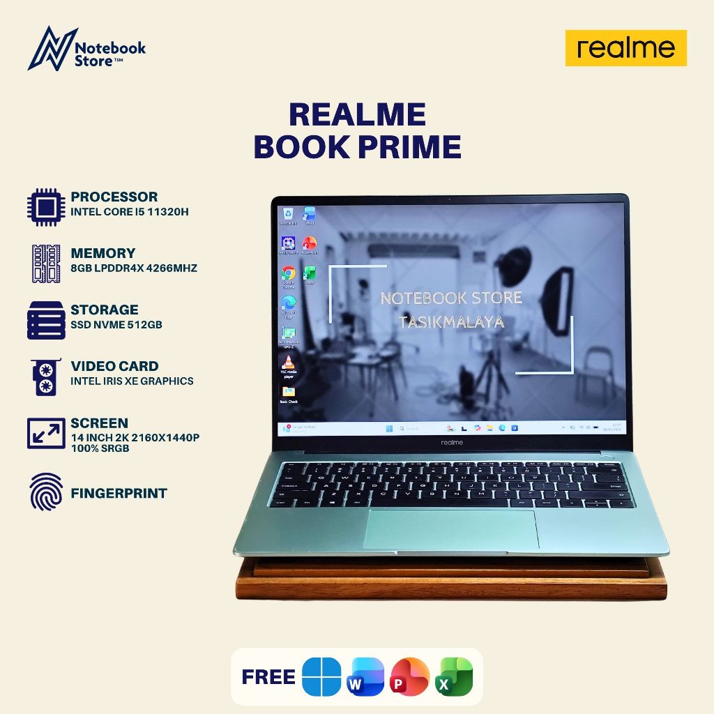 Realme Book Prime Core i5 11320H Gen 11 8GB/512GB 14 inch 2K Fingerprint Ultrabook Laptop Windows
