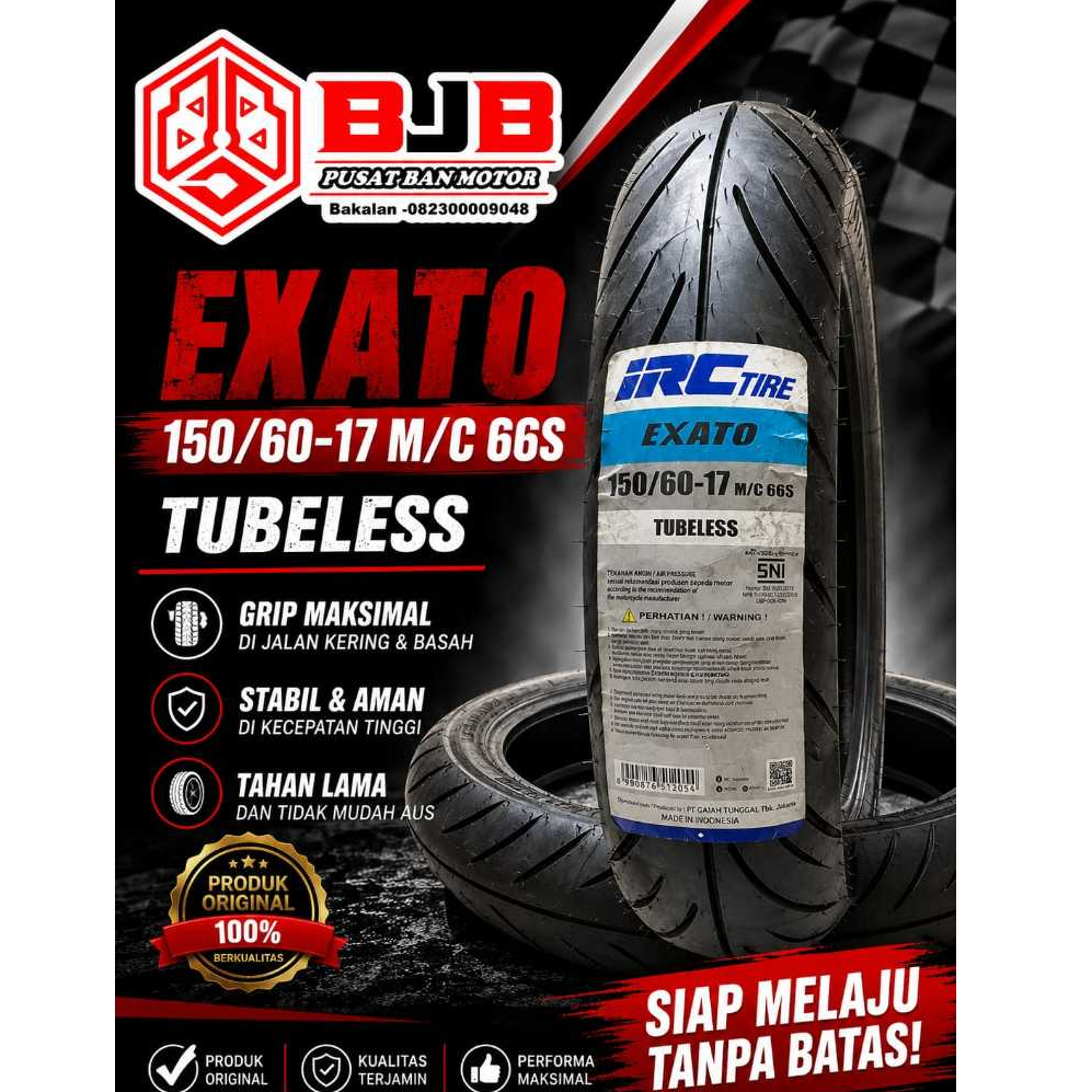 BAN TUBELESS IRC 150/60-17 EXATO UNTUK MOTOR SPORT