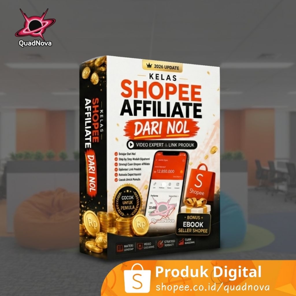 Kelas Shopee Affiliate Kursus Cuan video expert shopee link produk dari nol ECourse Ebook Bisnis bis