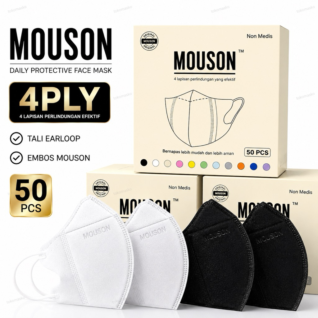 Masker Duckbill Mouson 4Ply Earloop 50Pcs
