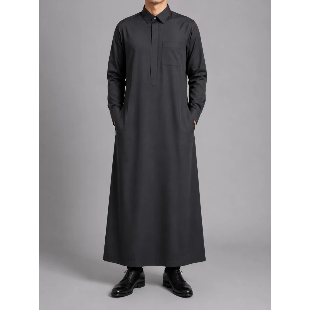 Tamuri Thobe Harumi Kerah V Premium Lengan Panjang Saudi Slimfit Original TH001
