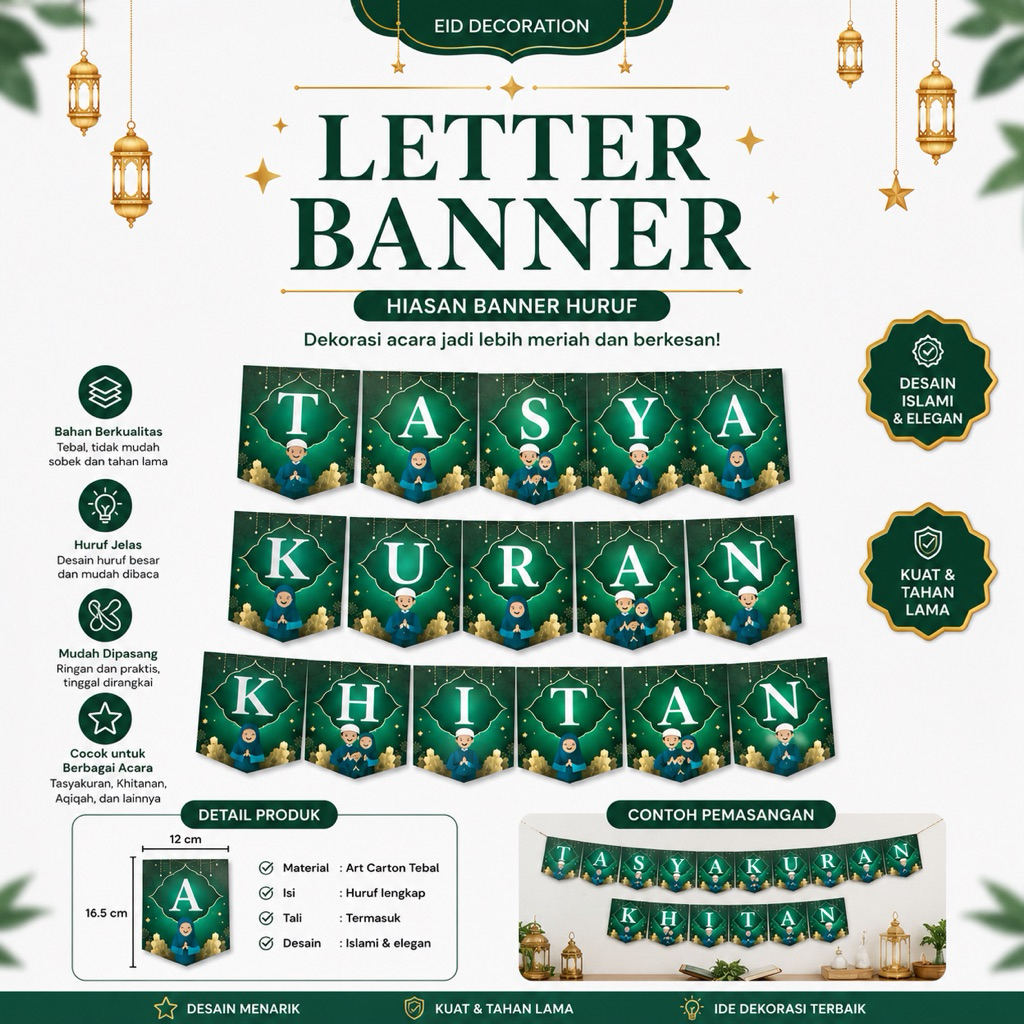 MS.PARTY LETTER BANNER TASYAKURAN KHITAN / BANNER KHITAN / BUNTING FLAG KHITAN