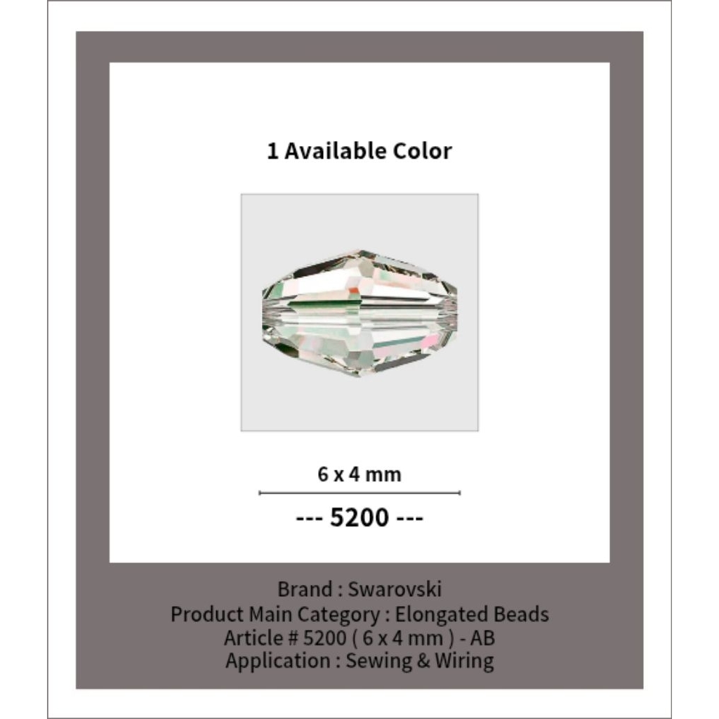 SWAROVSKI™ - 6 x 4 MM AB Elongated Beads - Article # 5200 - Swarovski Crystal - Swarovski Kristal - 