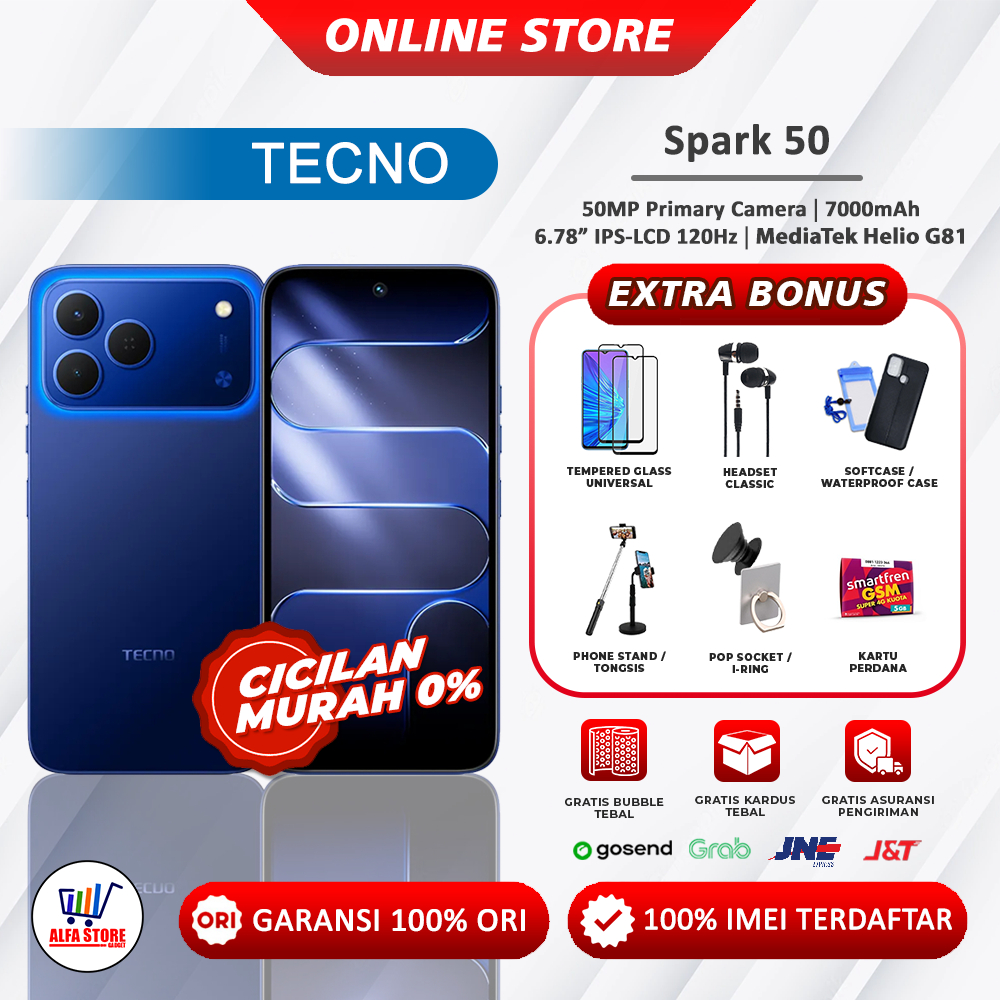 Tecno Spark 50 4G Ram 4/128GB Ram 6/128GB Ram 8/128GB Garansi Resmi
