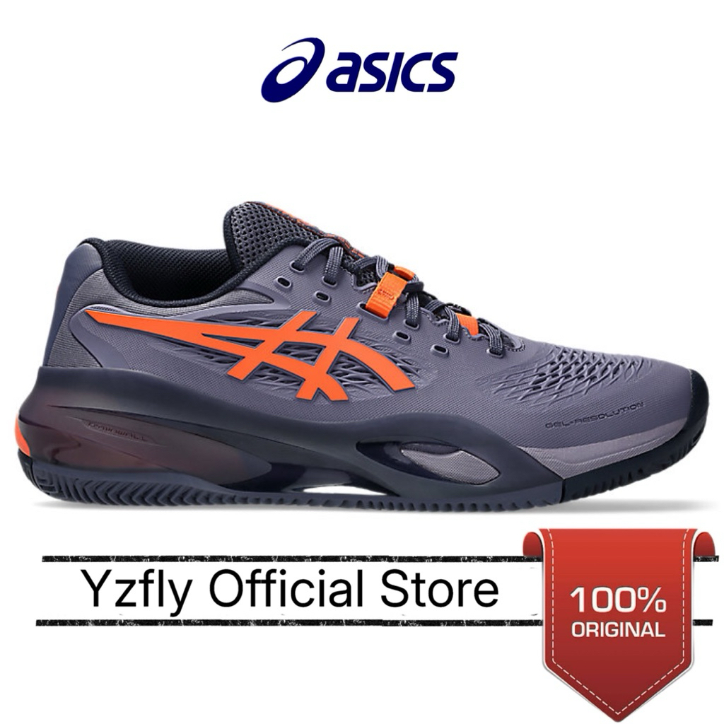 sepatu padel asics gel resolution x clay greyish purple nova orange