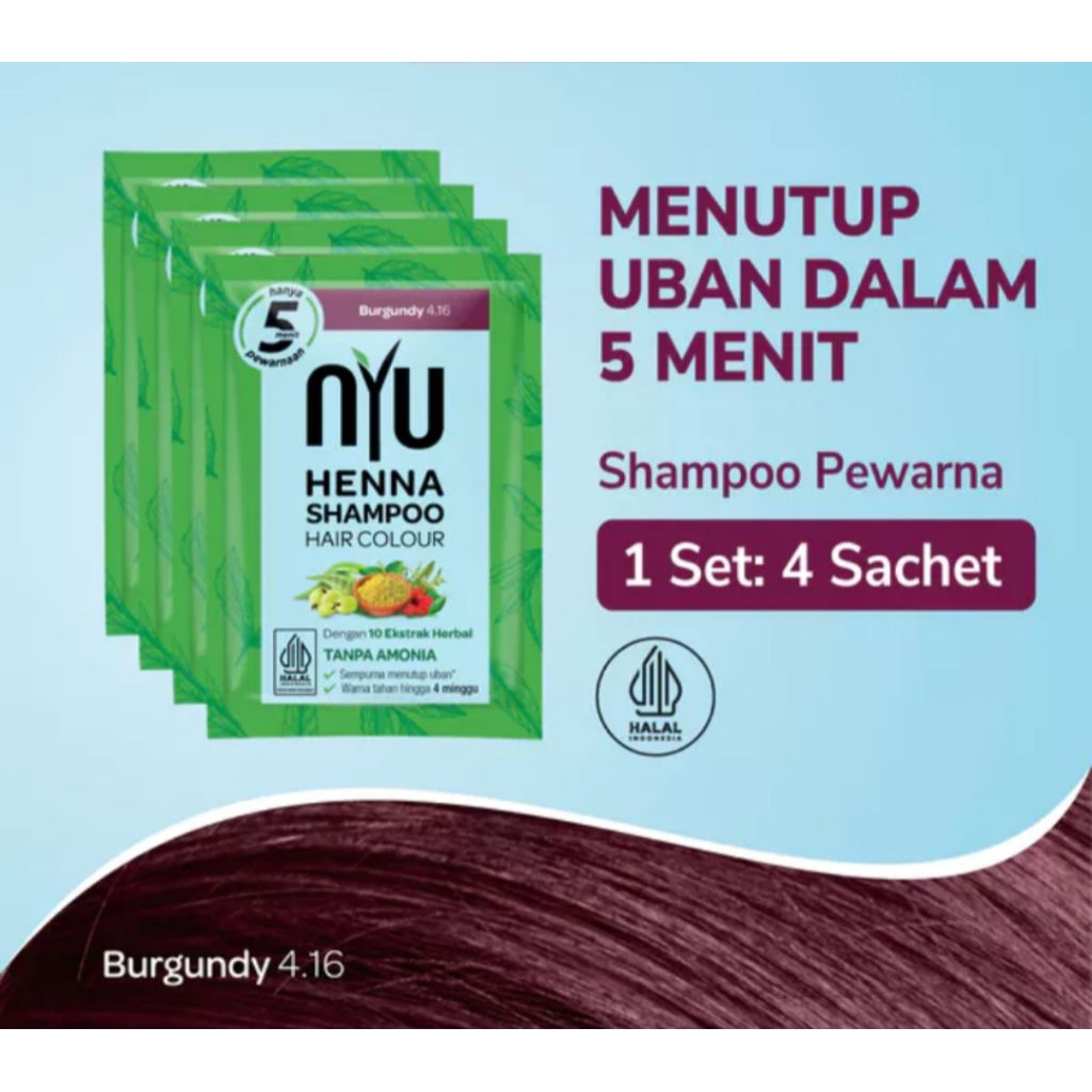 Nyu Henna Shampoo Burgundy - Pewarna Rambut