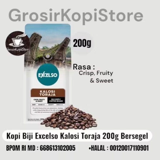 Coffee bean Excelso Kalosi Toraja 200g- Kopi Excelso Kalosi Toraja Biji 200g