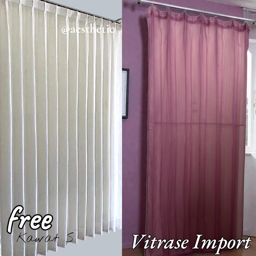 Gorden Vitrase Polos Putih - Bahan Tipis, Transparan, Motif Polos/puring jendela panjang murah