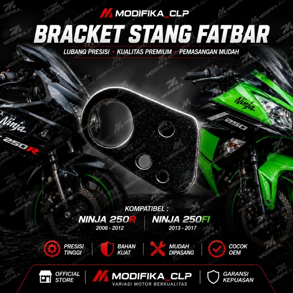 Dudukan Raiser stang fatbar ninja 250fi/250 karbu