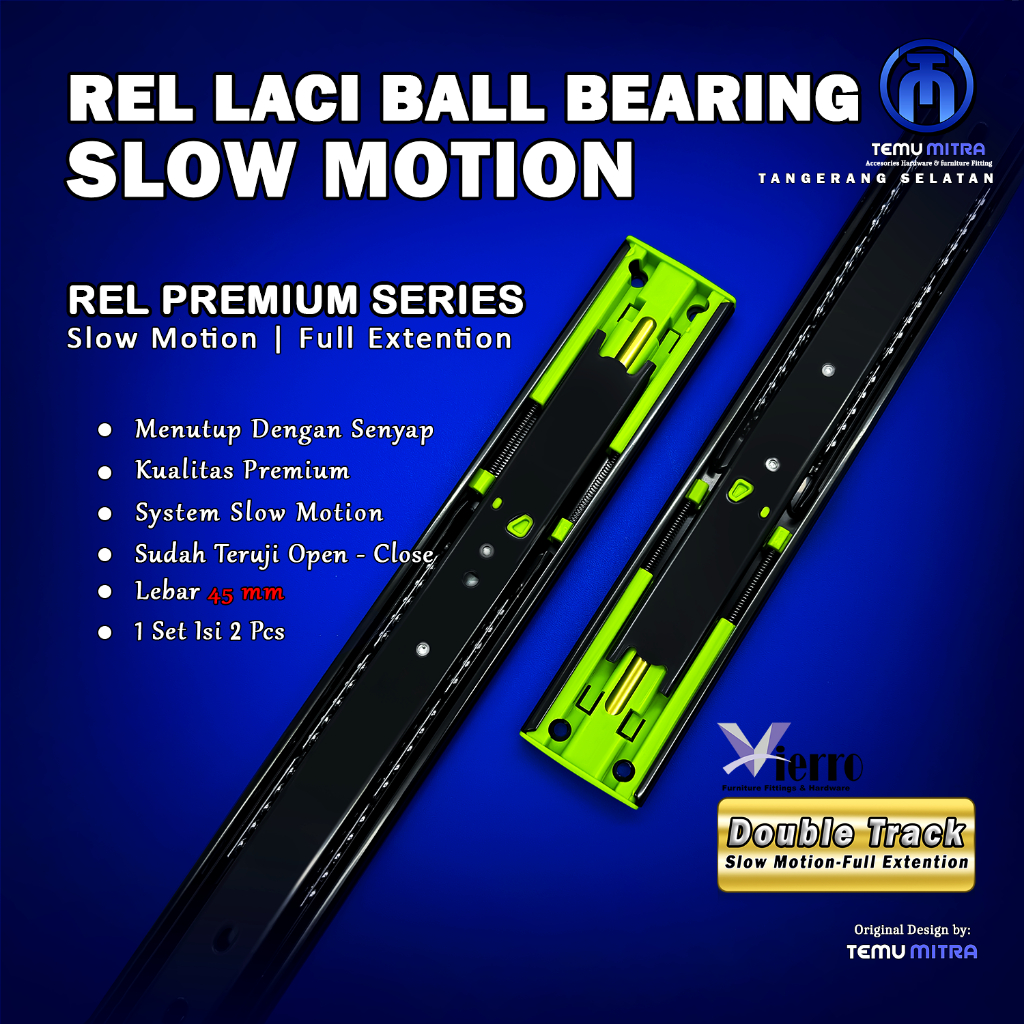 Rel Laci Ball Bearing Soft Close Vierro | Rel Laci Lemari & Kitchen Set