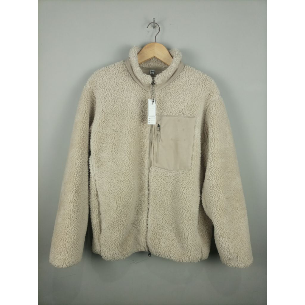 Jaket Uniqlo Sherpa Tebal Gembul_Krem_Like New_Size XL