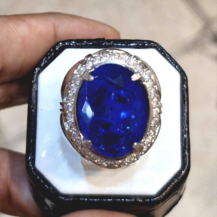 batu cincin permata royal blue saphire doubled top quality
