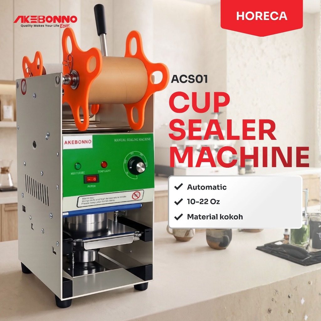 AKEBONNO - Machine Sealer Cup Manual/Mesin Sealer/Press Cup Cafe/Resto Kecil 10-16 Oz Manual Bergara