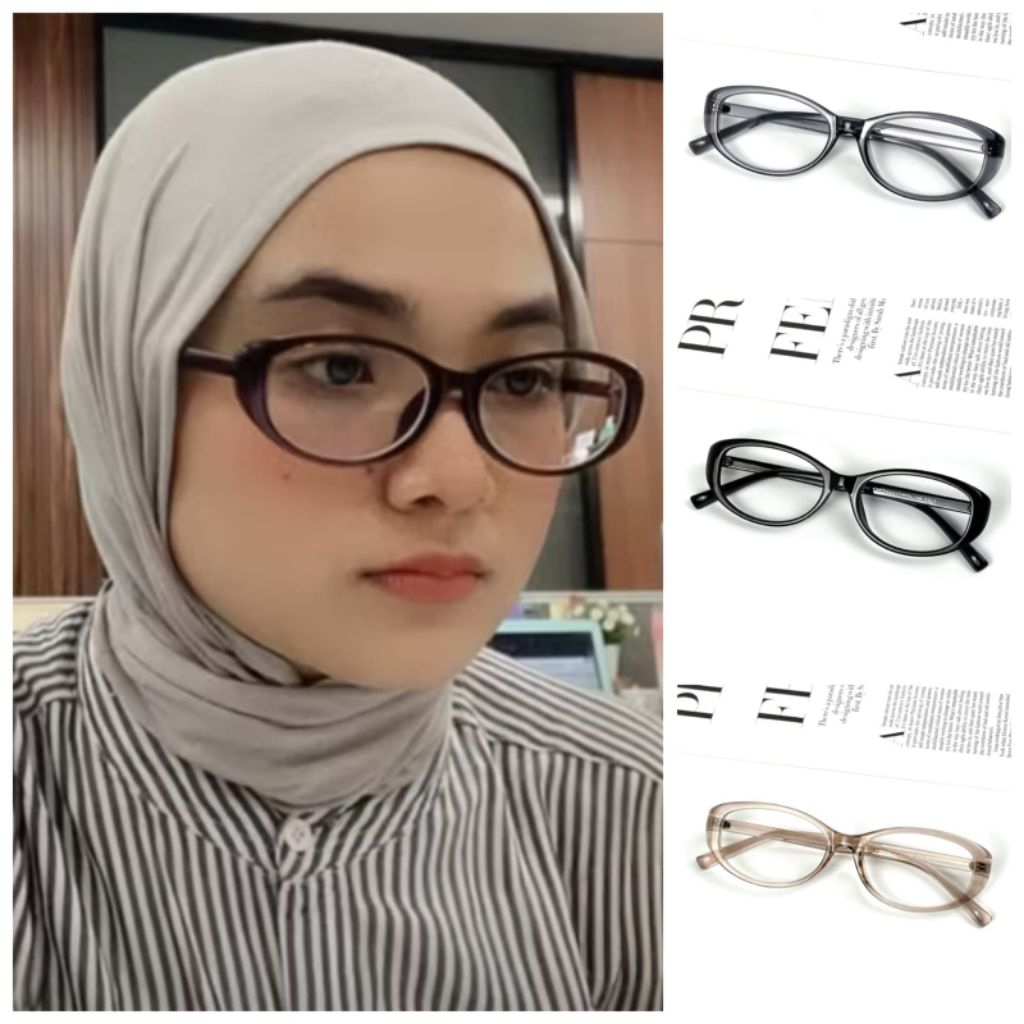 kacamata mudel Cat Eye bisa request minus normal cylinder frame 85011 dan lensa bluecromic blueray p