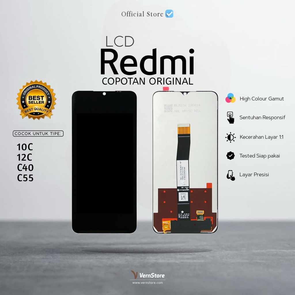 LCD REDMI ORIGINAL COPOTAN 10C/ 12C/ C40/ C55 SIAP PAKAI