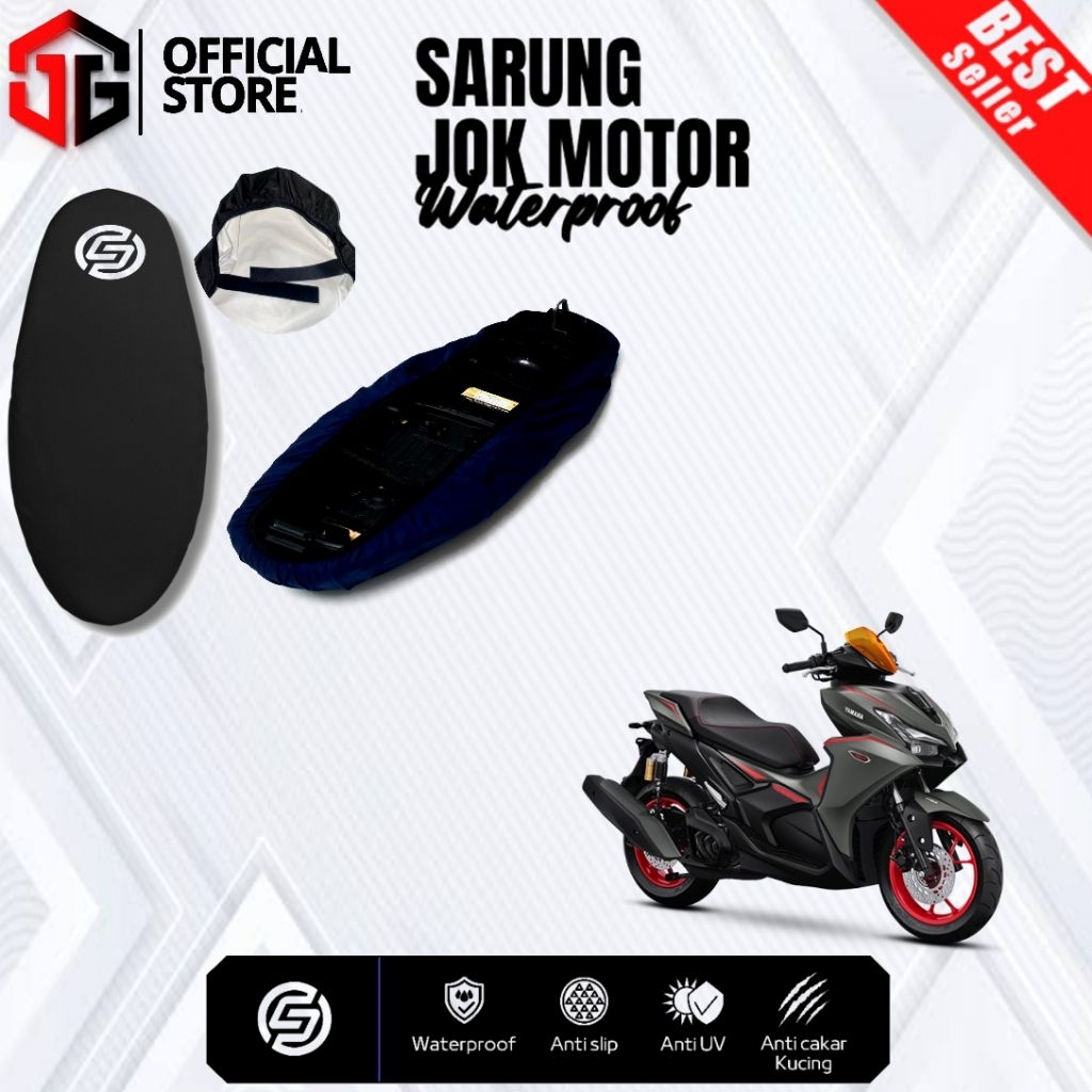 cover jok motor Yamha Aerox sarung jok motor  anti cakar kucing anti air