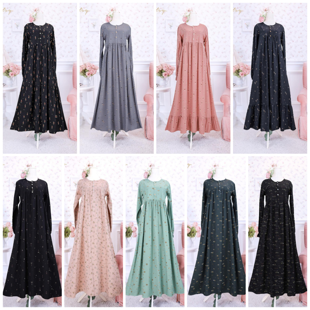 8. Ditsy Nightgown Mei M-L-XL Gamis viscose akhwat muslimah