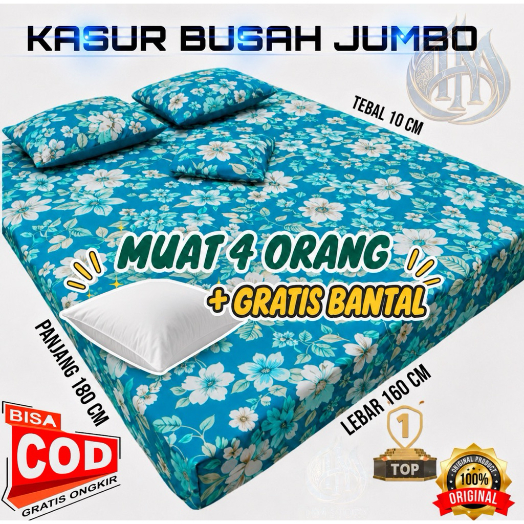 KASUR BUSA JUMBO BAHAN GRATIS BANTAL EMPUK UKURAN 200 200x15 180x90x10 180x90x15 180x120x10 180x120x
