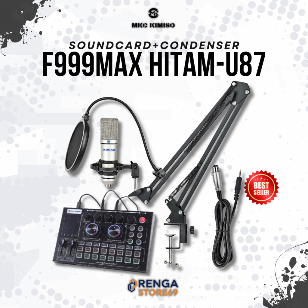 Paket Lengkap Soundcard F999MAX HITAM+U87