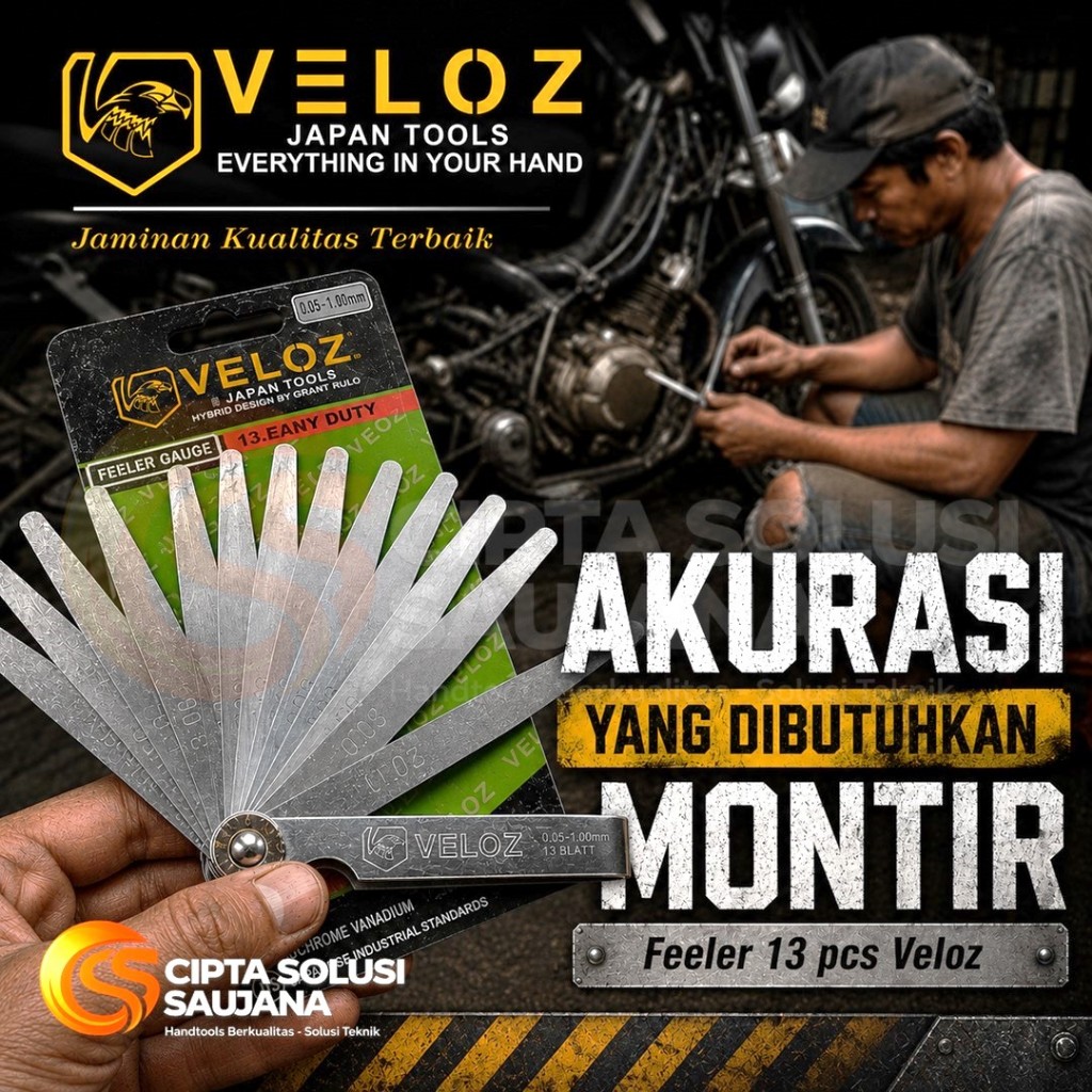 Feeler Gauge 13 PCS Veloz Alat Tune Up Setel Klep Motor Pengukur Celah Klep Presisi
