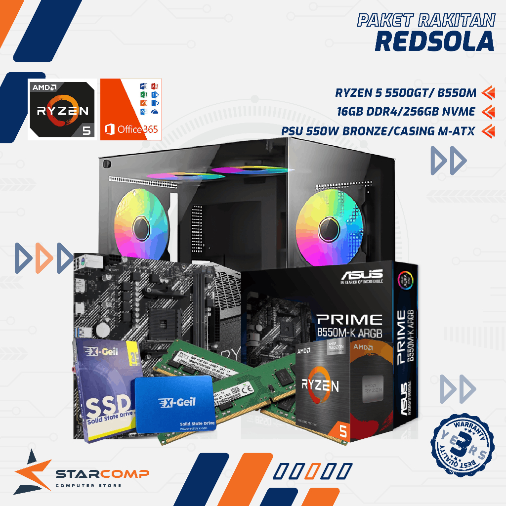 PC RAKITAN GAMING RYZEN 5 + RX 7600 | SSD 256GB RAM 16GB RX7600