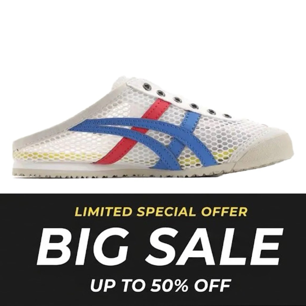omOnitsuka tiger ORIGINAL sabot white blue red // free paperbag & kaos kaki