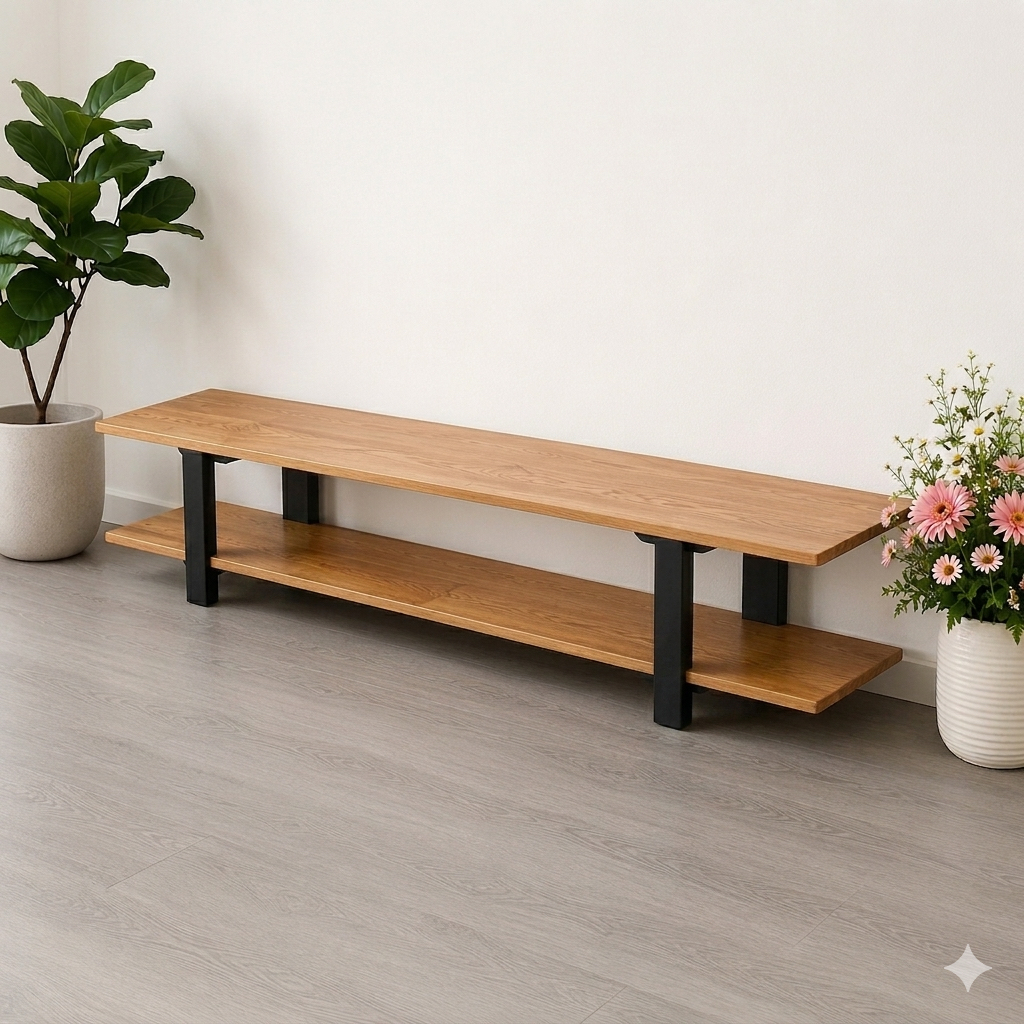 Meja TV Kayu Besi Minimalis,Rak tv minimalis, meja tv kayu, meja tv industrial, meja tv estetik, mej