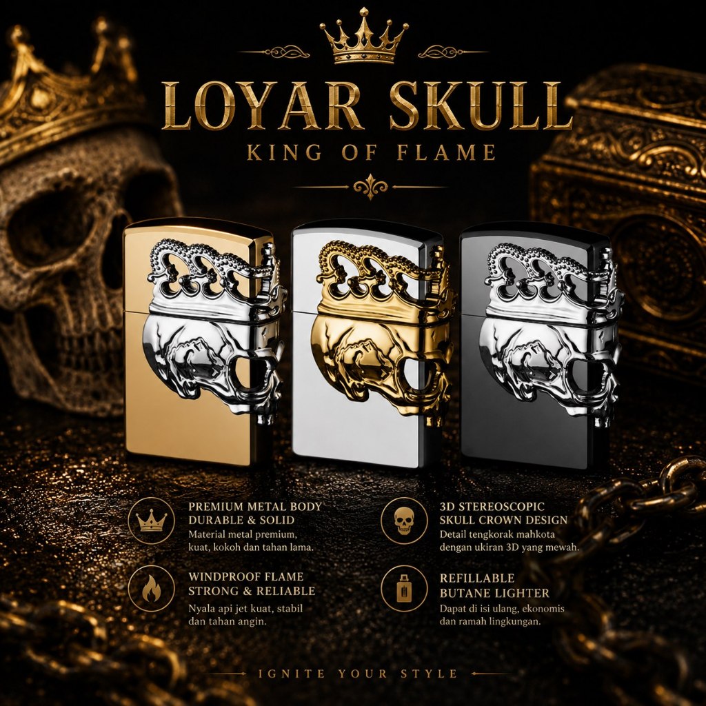 Korek Api Royal Skull Desain 3D XF1913