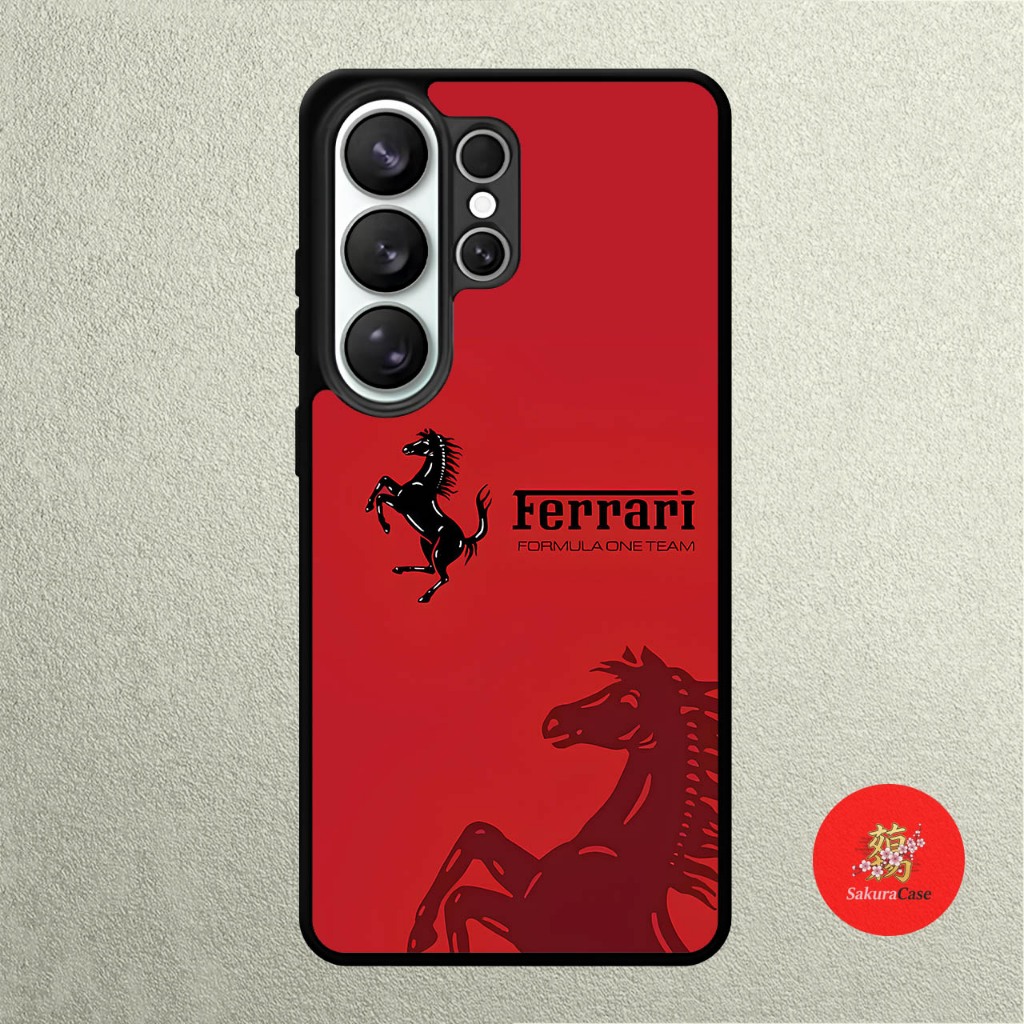 Case Samsung S26 S25 S24 S23 S22 S21 S20 S10 S9 Ultra Plus Fe Edge Rubber Softcase FERRARI Red