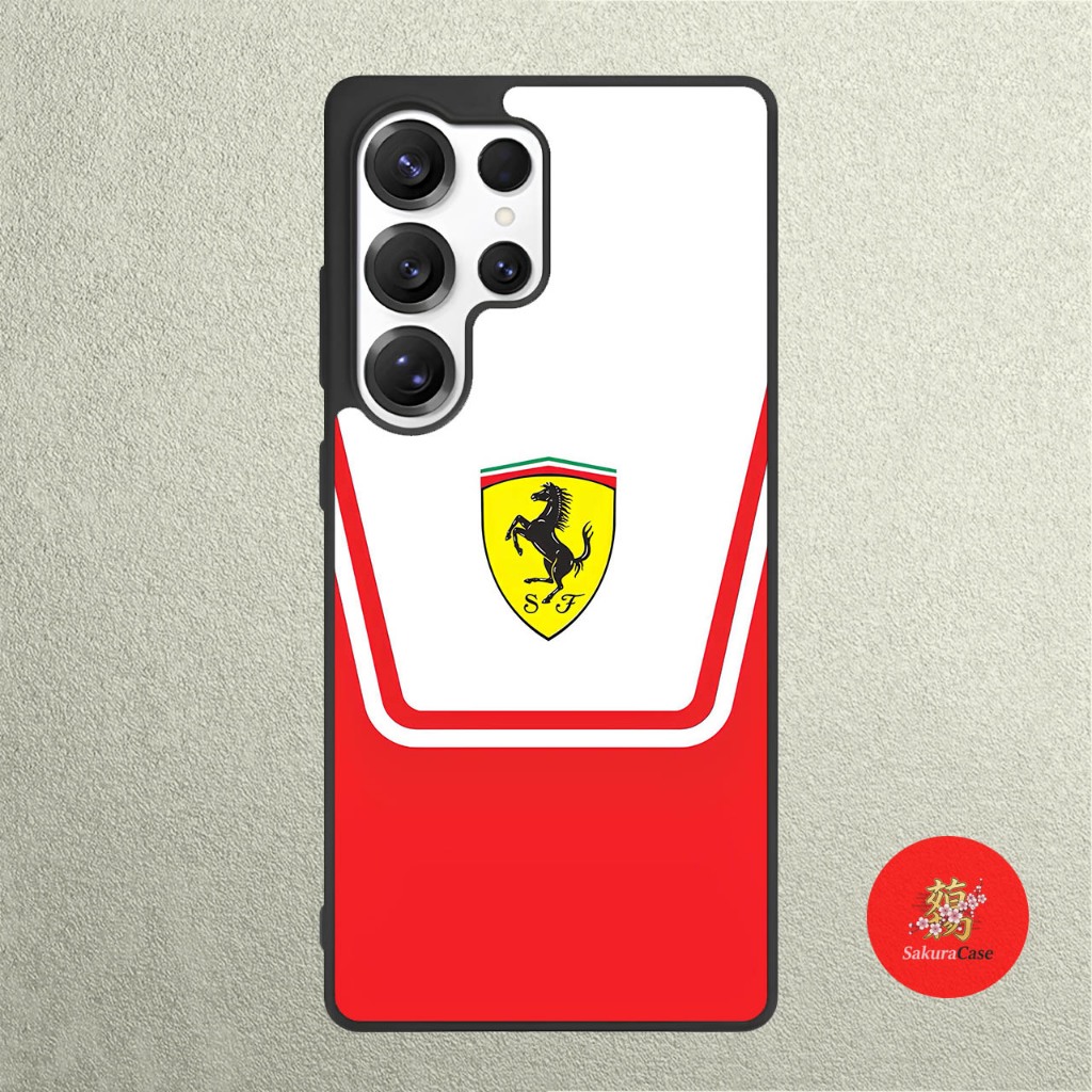 Case Samsung S26 S25 S24 S23 S22 S21 S20 S10 S9 Ultra Plus Fe Edge Rubber Softcase FERRARI stripe