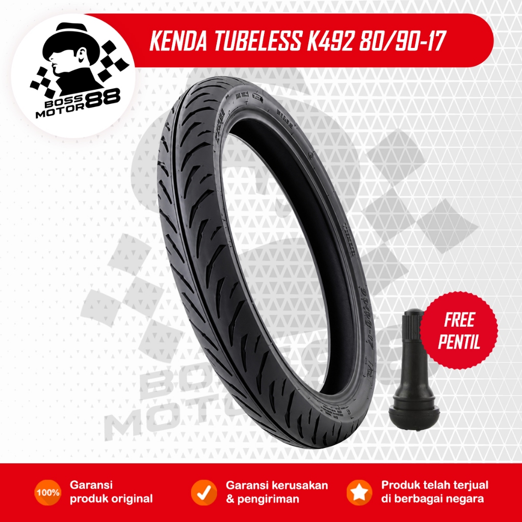 Kenda Ban Tubeless Tubles K492 80/90-17 Ban Belakang Motor Bebek Tubles Supra X Revo Karisma Origina