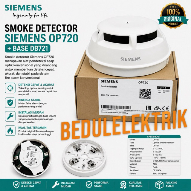 Smoke Detector Siemens OP720  + Base DB721