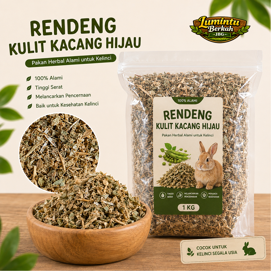 Rendeng Kulit Kacang Hijau (HAY Kulit Kacang Hijau Kering) 1 KG PAKAN KELINCI/KAMBING/MARMUT