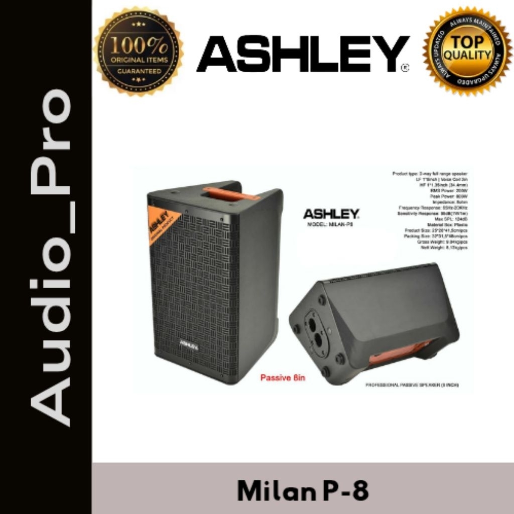 Speaker Ashley Milan-P8 Speaker Pasif 8 Inch 2 Way 8 Ohm 800 Watt