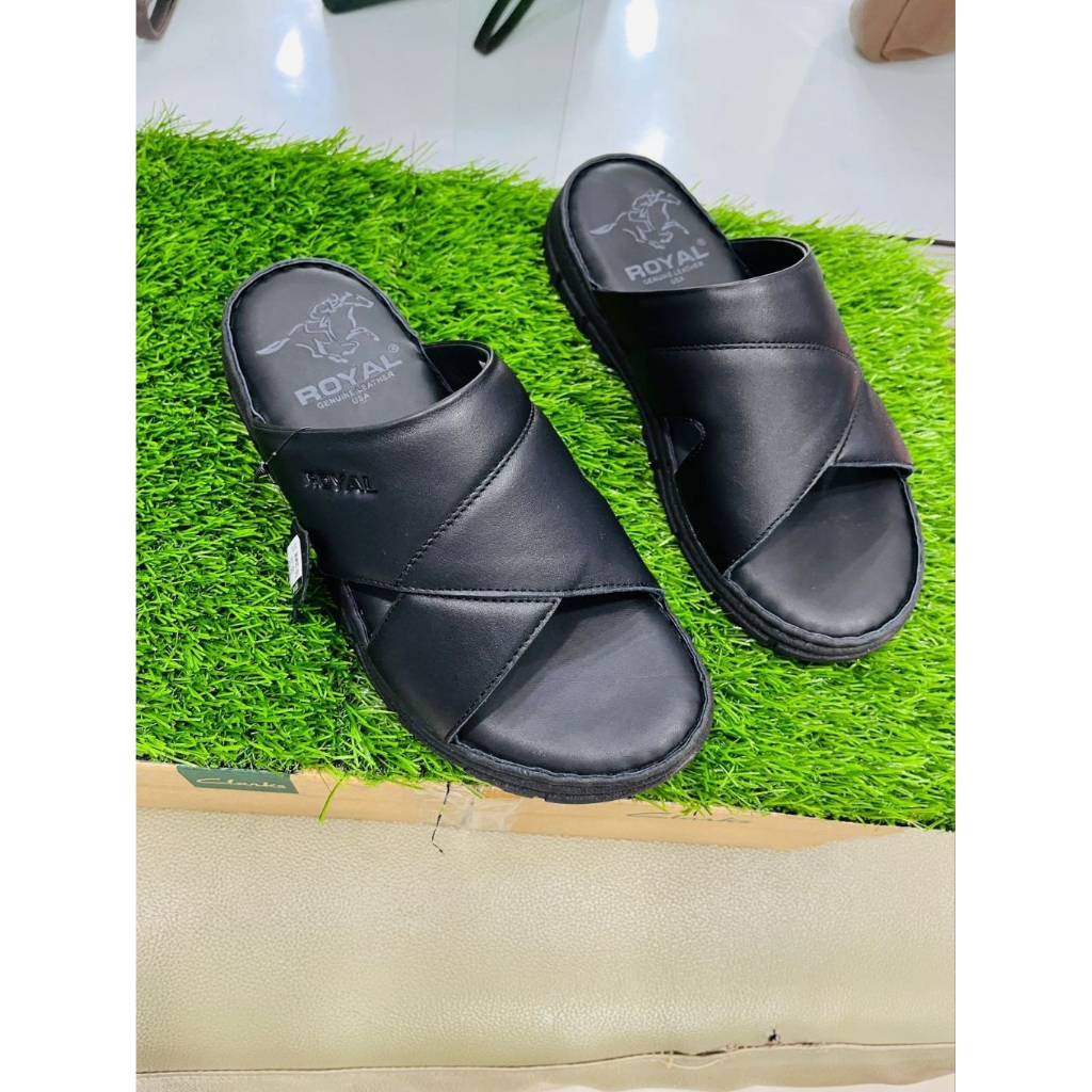 sandal royal kulit asli dengan sol tapak tebal nyaman pakai