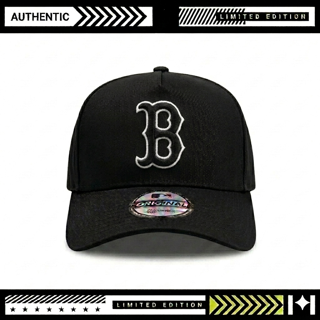 Topi Snapback A-Frame Boston Black White Original High Quality Premium Hat