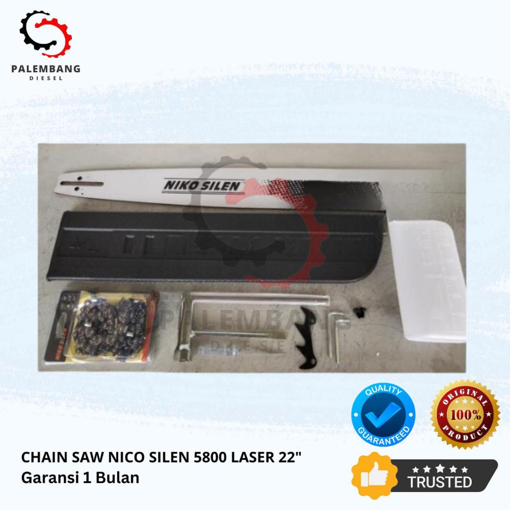 MESIN CHAINSAW NIKO SILEN 5800 BAR BAJA 22 INCH MESIN GERGAJI POTONG